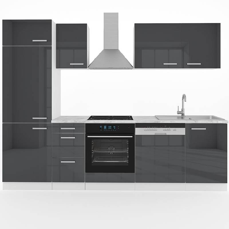 nieuwe keuken compleet met apparatuur antraciet 270cm breed