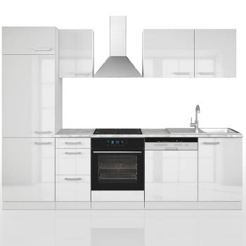 nieuwe keuken compleet met apparatuur hoogglans wit 270cm breed