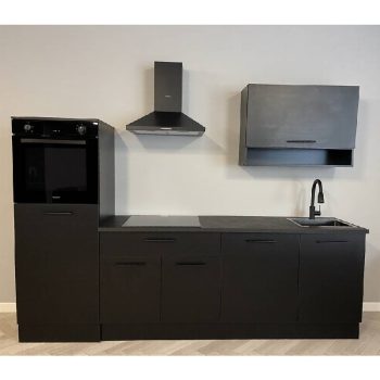 nieuwe keuken compleet met apparatuur zwart 260cm breed
